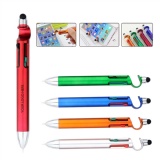 4 Color Ballpoint Pen With Stylus Phone Holder